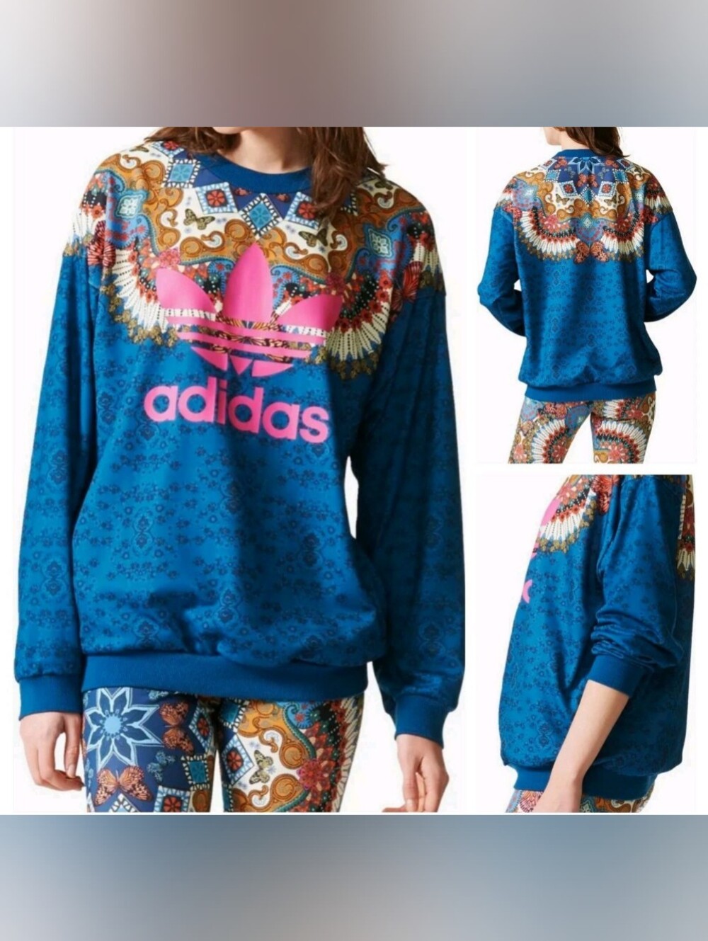 ADIDAS - X FARM RIO TREFOIL BUTTERFLY BARBOMIX SWEATSHIRT - Pink Teal